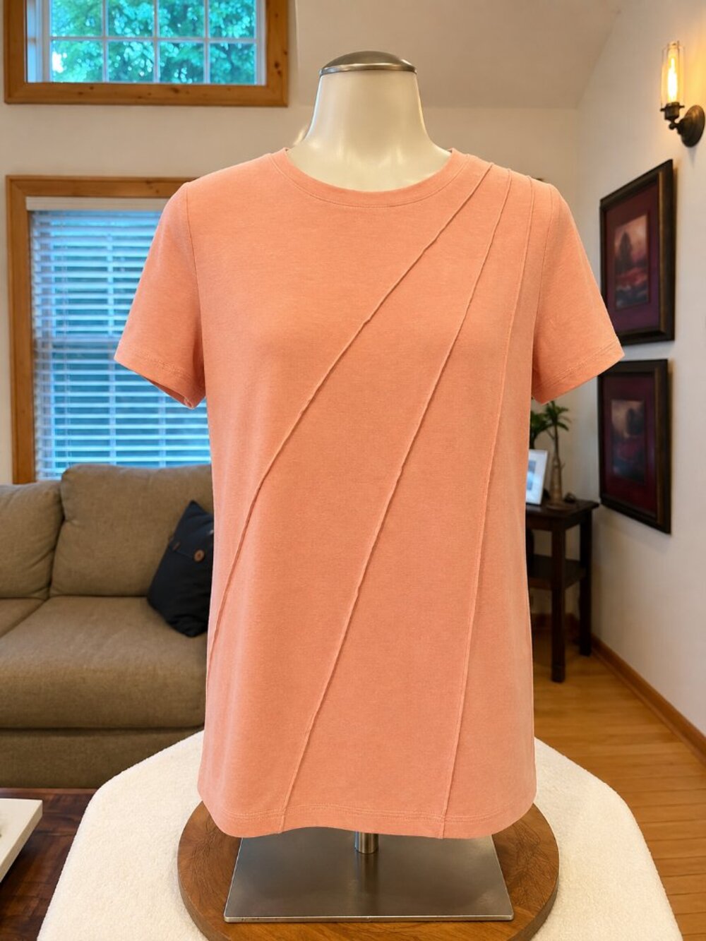 Automet Pink Seam Detail Short Sleeve Tee Size Small